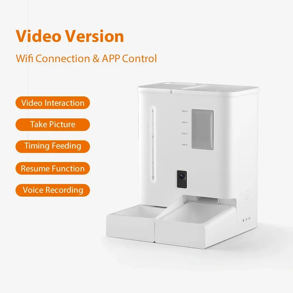 WHselect SmartFeed Duo – Automatische Voer- en Waterdispenser met Camera (5L + 4L)