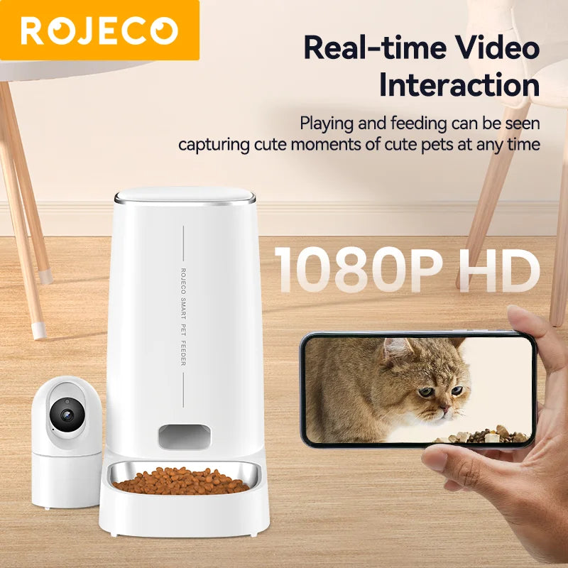 Rojeco SmartFeed 360 – Automatische Kattenvoerbak met 360° Camera & App (4L)