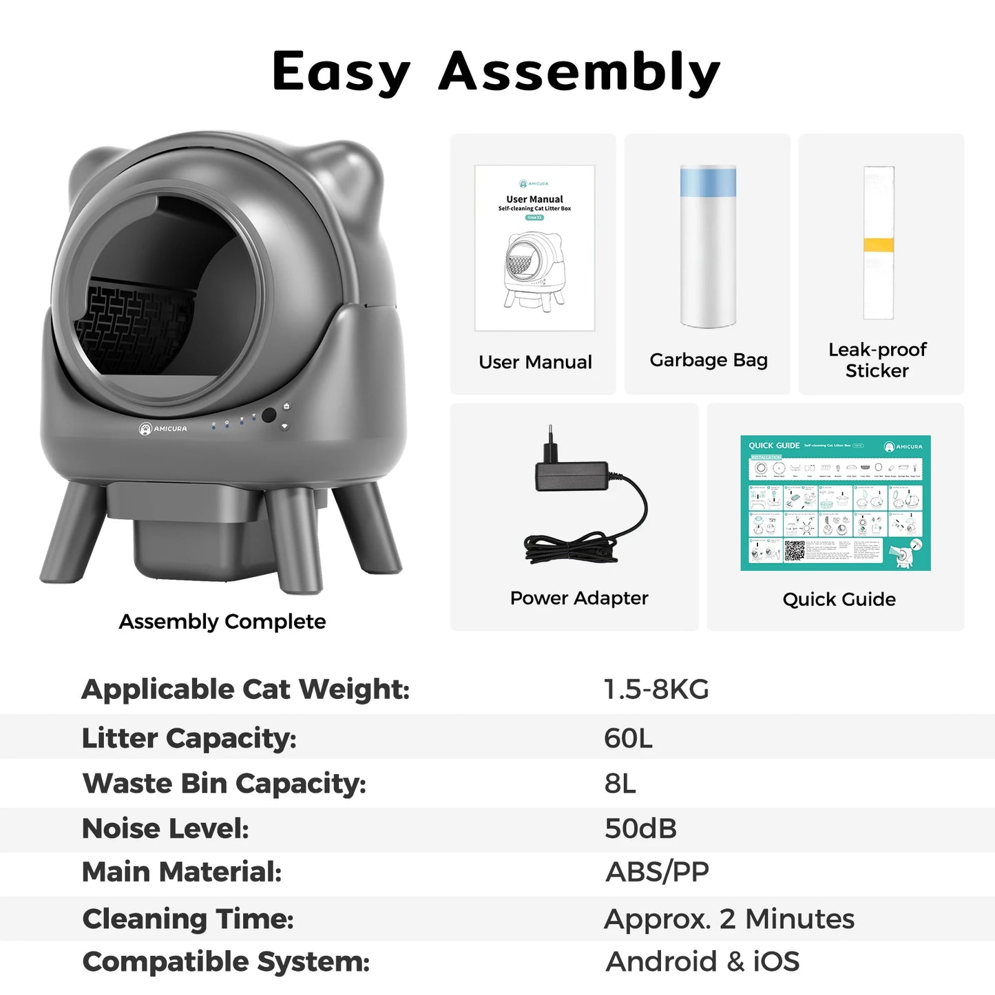 Cura X1 – Automatische Kattenbak met Appbediening