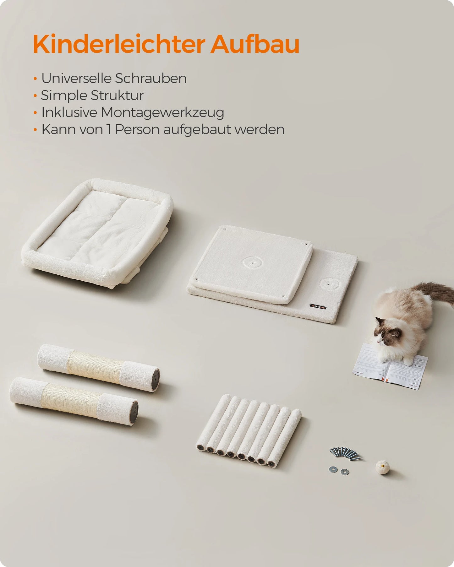 WHselect Comfort Krabpaal – Stabiele Kattenboom met Dubbele Grotten